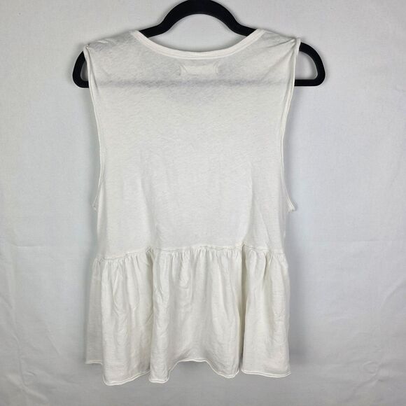 We the Free People  Anytime Tank Top Peplum Ivory/ Off-White   size LARGE - Picture 3 of 7